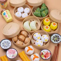 Simulation Breakfast Kids Pretend Play Kitchen Toys Miniature Steamer Buns Dumplings Chinese Food Children Educational Toys 220428