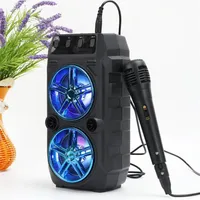 Color Led Light Outdoor Portable Bluetooth Speaker Home Camping Party Stereo Sound Waterproof Wireless With Microphone Radio2513