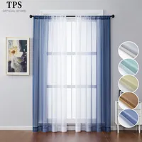 TPS Height 400cm Two Pieces Gradient Tulle Curtain for Living Room Bedroom Organza Voile Cortinas Window Treatment Panel Drapes 220517