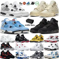 with box 4s basketball shoes women men 4 Military Black Cat White Oreo Fire Red Thunder Sail University Blue Cool Grey Infrared Metallic Canvas Bred sports sneakers