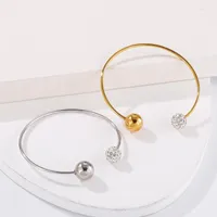 Bangle Trendy Round Circular Open Knot Cuff Bracelets For Women Elegant Full Drill Ball Steel C-shaped Luxury Jewelry Trum22