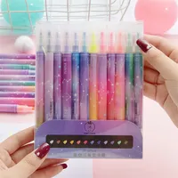 12pcs set Creative Double-headed Highlighter Kawaii Starry Marker Pen Colored Drawing Marking Pen Office School Stationery 220614