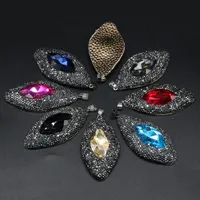 Collares colgantes gemas naturales forma de ojo de caballo rojo azul morado perlas de cristal para joyas que hacen accesorios de collar