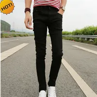 Nova primavera verão jeans skinny masculino calça calças de calça preta apertada calça lápis barata homens whole2817