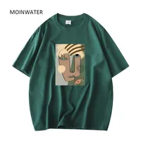 Moinwater Femmes Résumé Modèle T-shirts Femme Coton Green Summer Tees Lady Khaki Streetwear à manches courtes MT21027 220617
