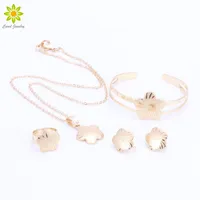 Baby Girls Jewelry Sets Children Gifts Gold Plated Kids Jewelry Set Flower Pendant Necklace Earrings Bangle Ring299Q