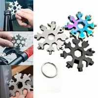Tragbare Opener Hex -Schraubenschlüssel Mehrzweck -Schritte Multi -Pocket -Werkzeug 18 in 1 Mini Snowflake Camp Überleben Sie Außenerhöhungen Key Ring SXMY20