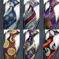 Stilig geometrisk mönster paisley kontrollerade prickar ränder herr slips slipsar 100% silk jacquard vävt elegant märke 220630