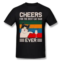 Men's T-Shirts Men TShirt Cheer Anime Clothes Shirt Design Funny Cat Dad Ever Humor Cotton T-Shirt Tees Harajuku Streetwear