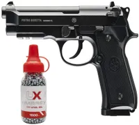 Umarex Beretta voll lizenziert 92A1 CO2 Vollmetall halb / vollautomatischer Blowback Airgun schwarz w / frei 1500 .177 Gun Metall Wandplatte