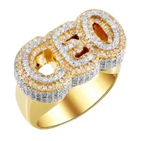 Anéis de casamento Two Tone Gold Color Double Cayer CEO Letra do dedo do dedo para homens Micro Pave 5a CZ Hip Hop Jewelrywedding Weddingwedding