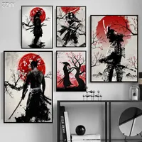 Japanische Tintenmalerei Poster und Drucke Japan Samurai Art Canvas Malerei Anime Wall Art Bilder für Wohnzimmer Wohnkultur