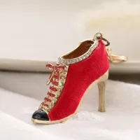 Zapatos de franela de cristal Keychains para mujeres Diamantes zapatos de tacón alto de tacón de metal Cadena Bolsa de moda Bolsas de moda Correales Accesorios de joyería