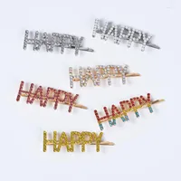 Hair Clips & Barrettes Bridal Wedding Rhinestone Jewelry Letter "HAPPY" Pins Pearl Sticks For Girls Gift Party Earl22