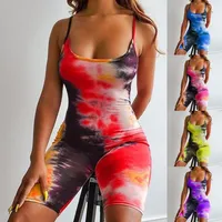 Summer Sexy Women Party Evening Tie-dye Jumpsuit Camisole Short Pants Beach Bodysuit Playsuit258p
