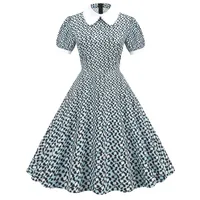Casual Dresses Sport Womens Vintage Print Doll Collar Short Sleeve Cocktail Prom Party Dress 90s For Womencasual