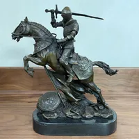 Бронзовая рыцарская статуя средневековая скульптура воин Винтаж европейский коллекционируемый художественный офис подарки