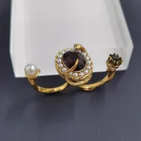 豪華なデザイナージュエリーレディングリングダブルフィンガーリングヘビとダイヤモンドの結婚式の婚約指輪fahion style231y