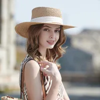 Geniş Brim Şapka Yaz Hasır Kap Womens UV Korumak Seyahat Düz Rafya Kız Açık Plaj Yüksek Kalite Panama Güneş Şapka Bayan
