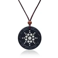 펜던트 목걸이 ebuty black lava stone pendants 에너지 양자 이온 건강 치유 전나무 게르마늄 매력 패션 목걸이 여성을위한 선물