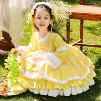 Spanish Girls Boutique Dress Baby Birthday Party Dresses Kids Lace Ball Suknia Toddler Girl Princess Lolita Robe Niemowląt Odzież