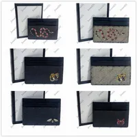 Top Quality Classic Casual Men Women Fashion Leather Holder Black coffee snake tiger bee Credit Card ID Holders Ultra Slim Wallet 235N