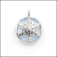 Colliers pendants pendants bijoux 10 pcs flocon de neige rond vert turquoise pierre sier plaqu￩e pour cadeau Opale Dhks2