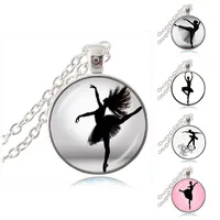 Dancing Ballerina Dancer Necklace Ballet Dance Girl Po Pendant Cabochon Dome Fashion Jewelry for Woman Sweater Chain Necklace352m