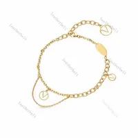 Four Leaf Clover Bangles Chic Letter Charm Bracelets Retro Hollow Pendant Necklace Fashion Gold Bracelet Necklaces270G