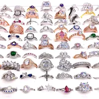 whole 30pcs Lot women's rings rhinestone crystal zircon stone Jewelry Ring couple gifts wedding bands mix styles fashion 319h