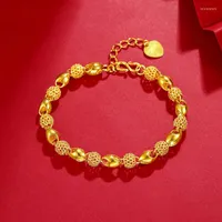 Link Chain HOYON 18k Yellow Gold Color Bracelet For Women Elegant Transfer Bead Female Exquisite Wedding Birthday Fine Jewelry Inte22