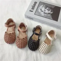 COZULMA Girls Sandals Summer 1-12 Years Baby Kids Soft-soled Woven Closed Toe Sandals Children Girls Princess Hollow Shoes 220708