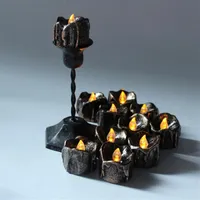 Party Decoration Halloween Black Flameless Candles Flash LED Battery Powere315n
