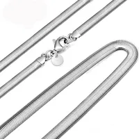 OMHXZJ Wholesale Personality Chains Fashion Unisex Party Gift Silver 6MM Flat Snake Chain 925 Sterling Silvers Chain Necklace NC169