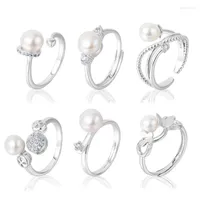 Cluster Rings MeiBaPJ 6 Styles Natural Pearl Ring /Empty Tray DIY Jewelry-Making Real 925 Sterling Silver Fine Jewelry For Women Edwi22