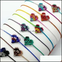 Bracelets de charme de travail manuel tricoter pêche creux en forme de cœur chanceux wo dh1ns