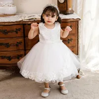Vestidos de niña Fiesta de cumpleaños para niños Princess Dress Bedle Borded Wedding Flower Girl Baby de un año