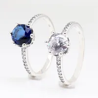 Un anillo de amor entero con rímel 925 Silver Signature Ring Fit Pandora Cubic Zirconia Jewelry for Women Christmas GI253Y
