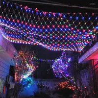 Strings LED Curtain Light Fairy String Net Mesh Christmas 6x4m 3x2m UE/EUA/festa solar ano de casamento Garland ao ar livre decoração