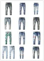 أزياء جديدة رجال جان ستريت شارع عالية الجودة مصمم جينز أبيض جينز جينز النجوم كولاج كوتون رفيع الشارع