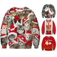 Men&#039;s Sweaters 2022 Funny 3D Print Cat Sweater Men Women Ugly Christmas Jumpers Tops Holiday Party Pullover Hoodie Sweatshirt 3XL