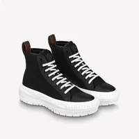 Squad High Top Sneakers Ankle Boots Women Fashion Canvas and Calf Leather Casual Shoes Black Blue Green Fuschia White Brown Flower273Q