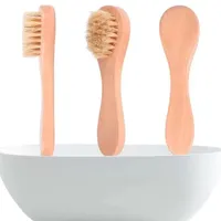 Rifuglio di pulizia del viso per esfoliazione facciale setole naturali esfolianti spazzole per la spazzola a secco con manico in legno