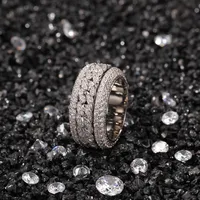 Rotatable Cuban Ring Fashion Hip Hop Jewelry Mens Gold Silver High Quality Diamond Iced Out Rings299c