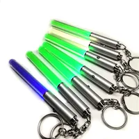 LED ficklampa Keychain Party Supplies Mini Torch Aluminium Nyckelring Key Ring Slitstarka Glow Pen Wand Lightsaber Light Fire Sticks