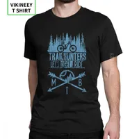 Herr t-shirts trailhunters mtb mountainbike cykel vintage t-shirt man korta ärmar grå tee bomull tygen