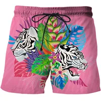 Heren shorts Summer Heren 3D kleurrijke plant- en dierpatronen Casual zwemstrand mode -zwempak oversizedmen's