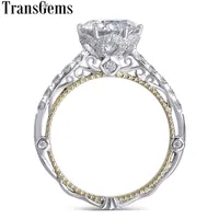 Transgems 14K White and Yellow Gold Center F Color Moissanite Diamond Vintage Engagement Ring for Women Bridal Wedding T2001082748