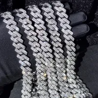 15mm Micro Pave Prong Cuban Chain Halsband Fashion Hiphop Full Iced Out Rhinestones smycken för män kvinnor