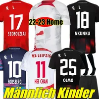 22/23 RBL Soccer Jerseys Leipziges Silva Nkunku Szoboszlai Poulsen 2022 2023 Angelino Adams Olmo Kluivert Haidara Laimer Moriba Kids Kits Full Sets